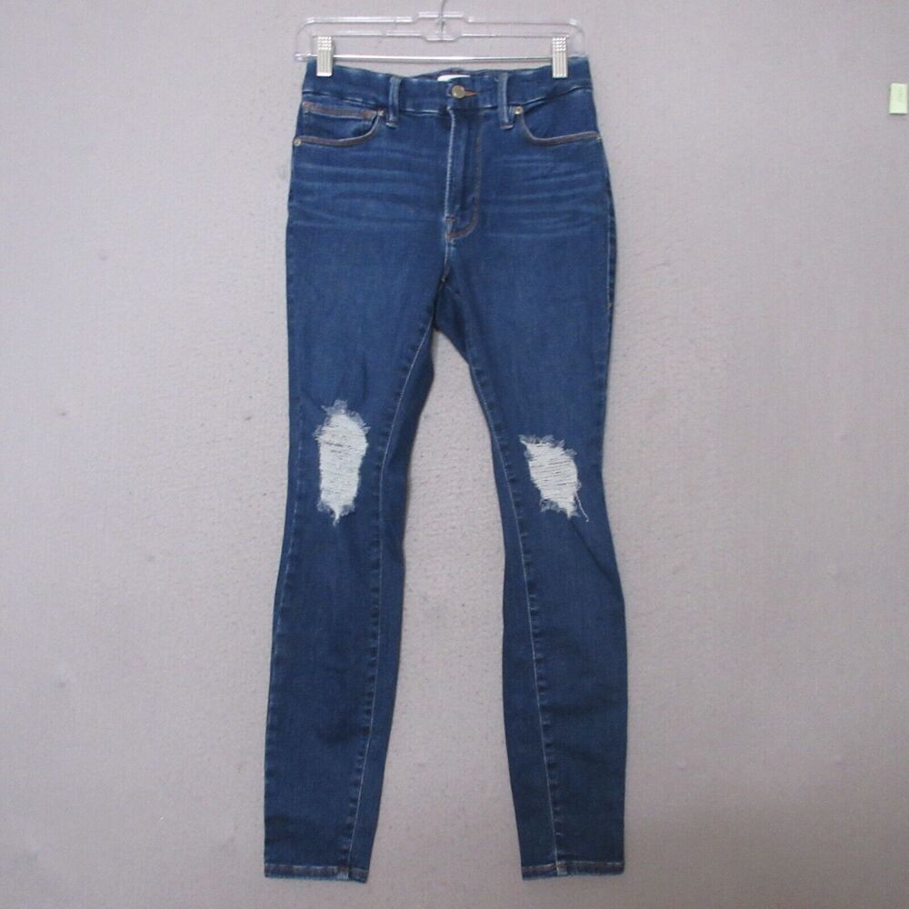 Good American Always Fits Jeans  6-12 Stretch Distressed